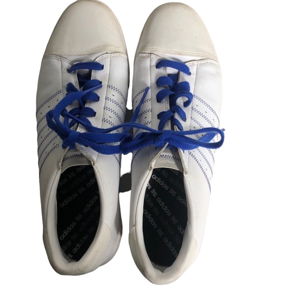 Adidas men’s white/blue spineless golf shoes. Sz 12 - Picture 3 of 5